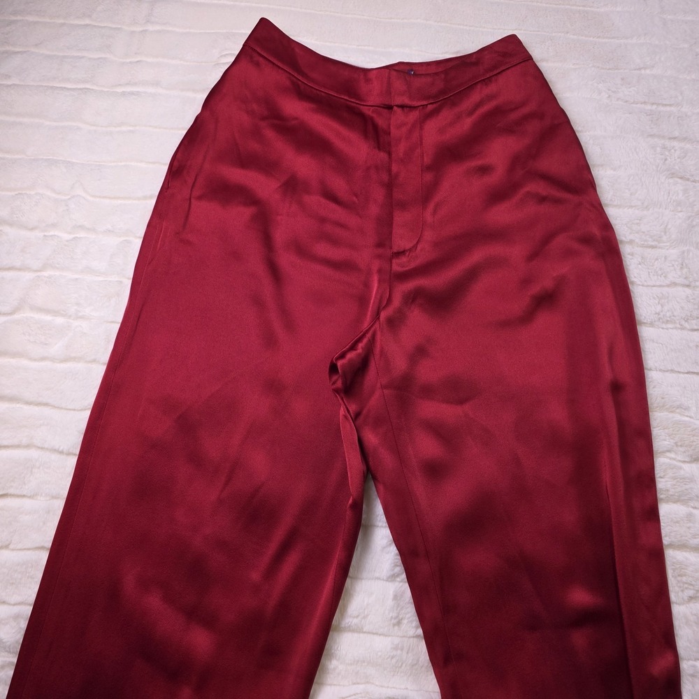 Ralph Lauren Purple Label Daneila Satin Wide Leg Pants Womens 0 Red $1490